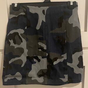 Wild Honey Blue and Gray Camouflage Mini Skirt
